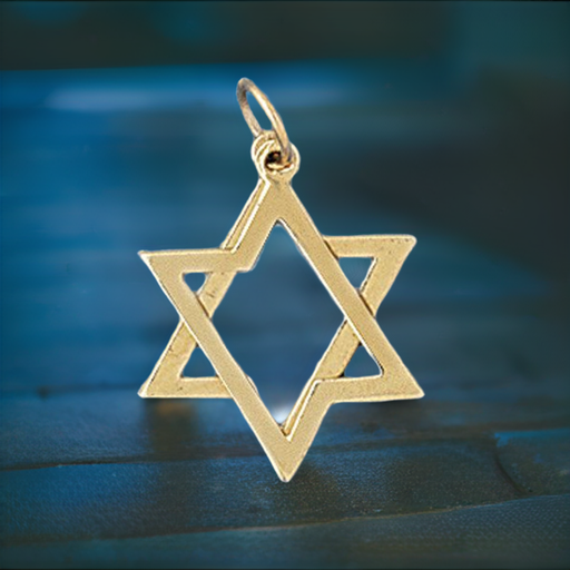 Star of David 2 Pieces Moveable Charm Pendant 14k Gold