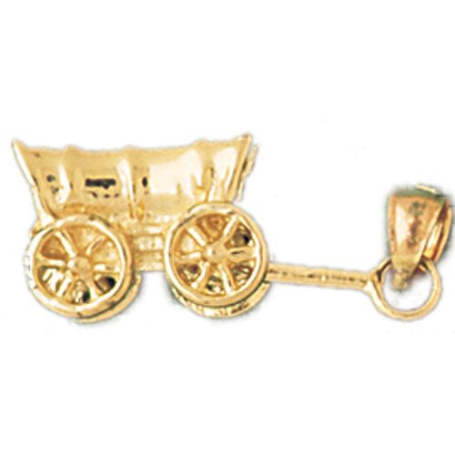 3D Carriage Charm Pendant 14k Gold