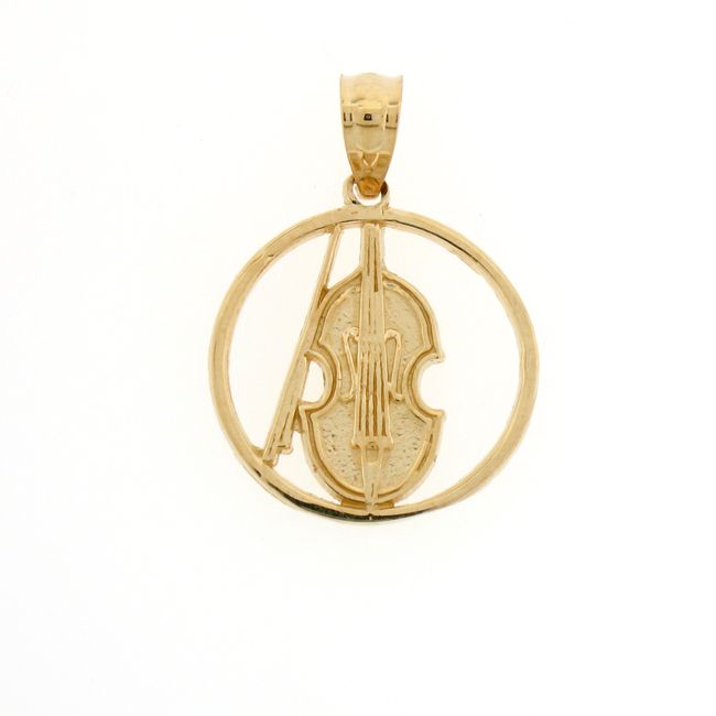 Violin Musical Charm Pendant 14k Gold