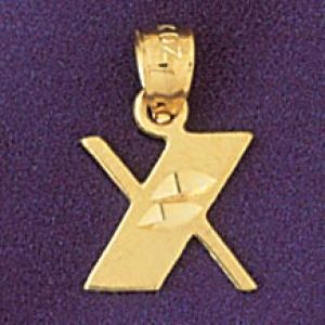 Initial X Charm Pendant 14k Gold
