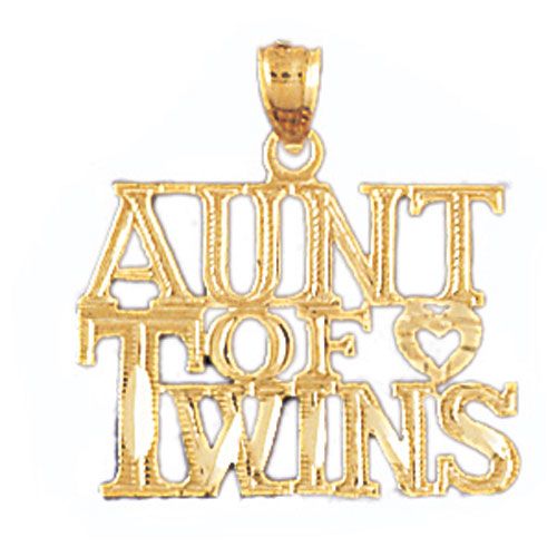 Aunt Of Twins Charm Pendant 14k Gold