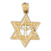 Star of David With Cross Charm Pendant 14k Gold