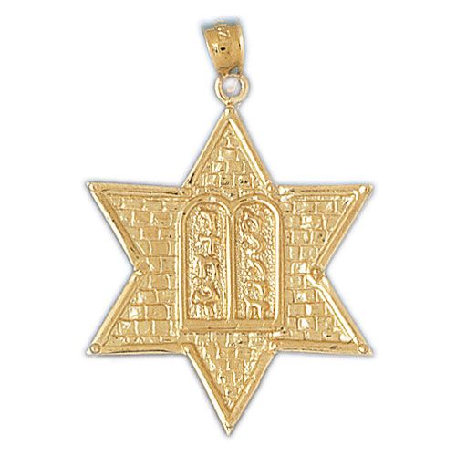 Star of David with Torah Charm Pendant 14k Gold
