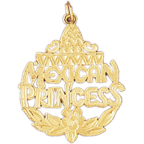 Mexican Princess Charm Pendant 14k Gold