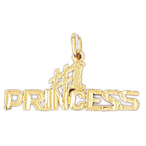Number One Princess Charm Pendant 14k Gold