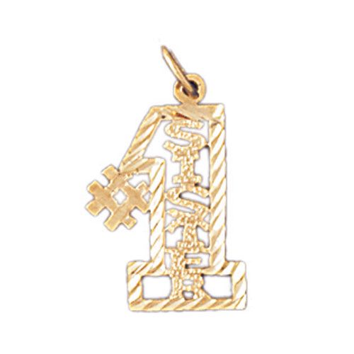 Number One Sister Charm Pendant 14k Gold