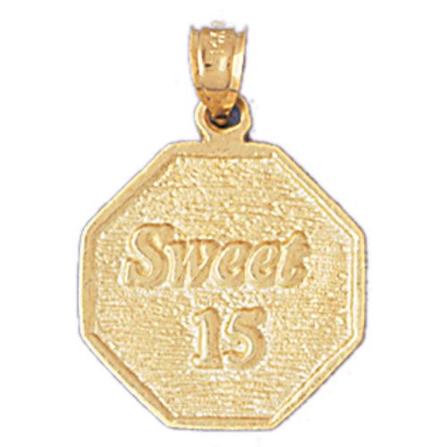Sweet Fifteen Charm Pendant 14k Gold