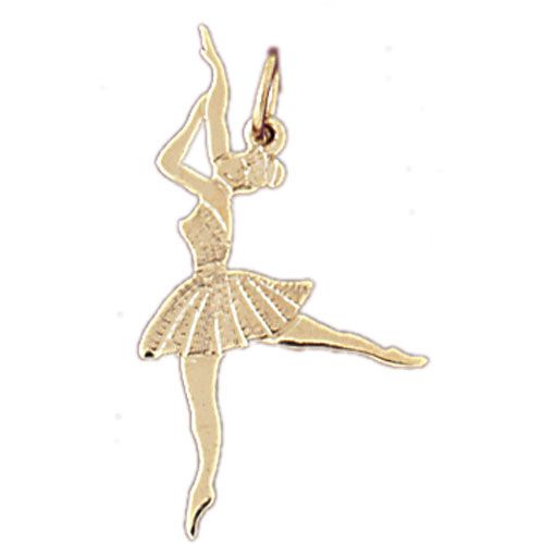 Ballerina Dancer Charm Pendant 14k Gold