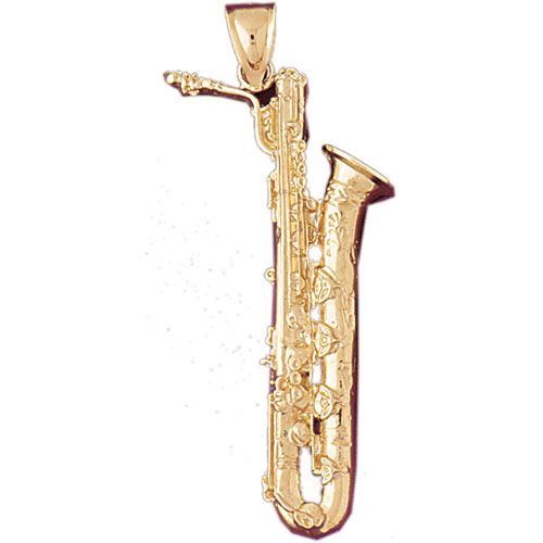 Saxophone Charm Pendant 14k Gold