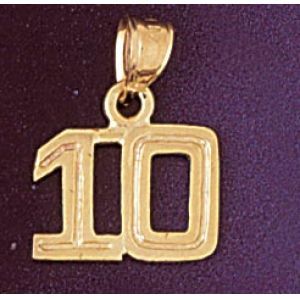 Number 10 Charm Pendant 14k Gold