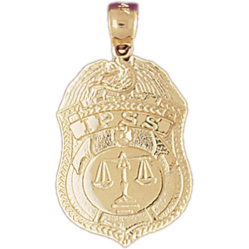 Police Badge Ipss Charm Pendant 14k Gold
