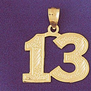 Number 13 Charm Pendant 14k Gold