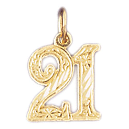 Number 21 Charm Pendant 14k Gold