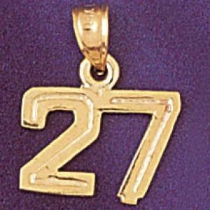 Number 27 Charm Pendant 14k Gold