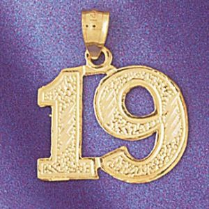 Number 19 Charm Pendant 14k Gold