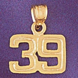 Number 39 Charm Pendant 14k Gold
