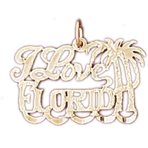 I Love Florida Charm Pendant 14k Gold