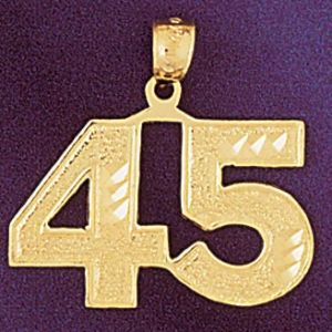 Number 45 Charm Pendant 14k Gold