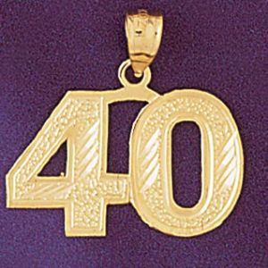 Number 40 Charm Pendant 14k Gold