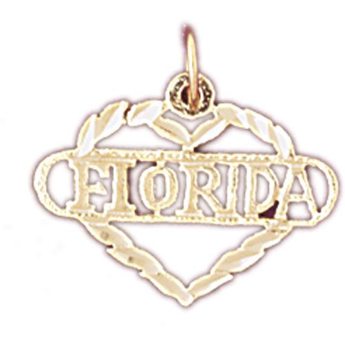 Florida Heart Charm Pendant 14k Gold