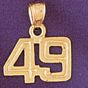 Number 49 Charm Pendant 14k Gold