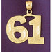 Number 61 Charm Pendant 14k Gold