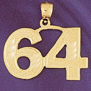 Number 64 Charm Pendant 14k Gold
