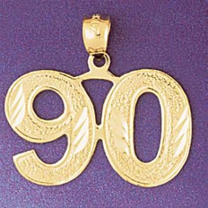 Number 90 Charm Pendant 14k Gold