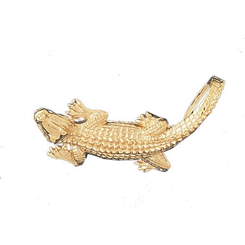 Alligator Crocodile Slide Charm Pendant 14k Gold