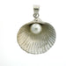 Seashell Pearl Charm Pendant 14k White Gold