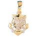 Ship Anchor and Eagle Charm Pendant 14k Two Tone Gold