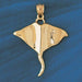 Stingray Fish Charm Pendant 14k Gold