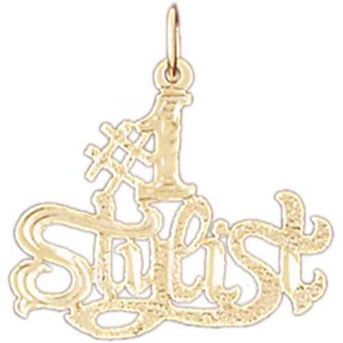 Number One Stylist Charm Pendant 14k Gold