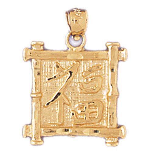 Luck Chinese Sign Charm Pendant 14k Gold