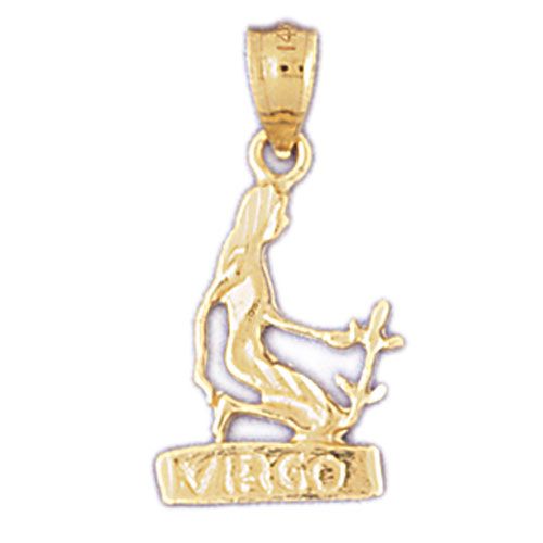 Virgo Zodiac Sign Charm Pendant 14k Gold
