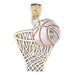 Basketball Ball and Basket Charm Pendant 14k Gold