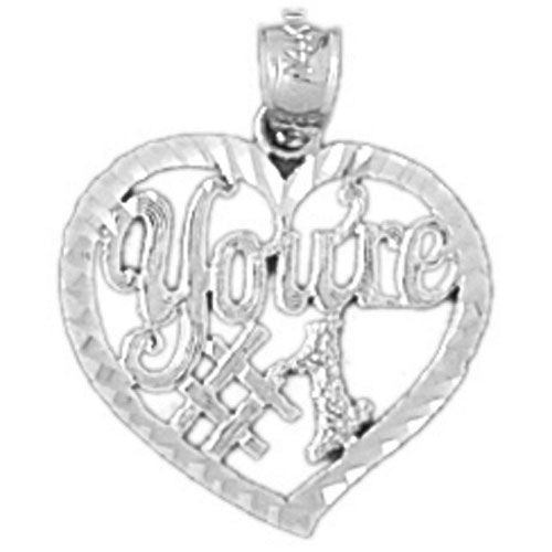 You Are Number One Charm Pendant 14k White Gold