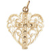 Heart with Cross Charm Pendant 14k Gold