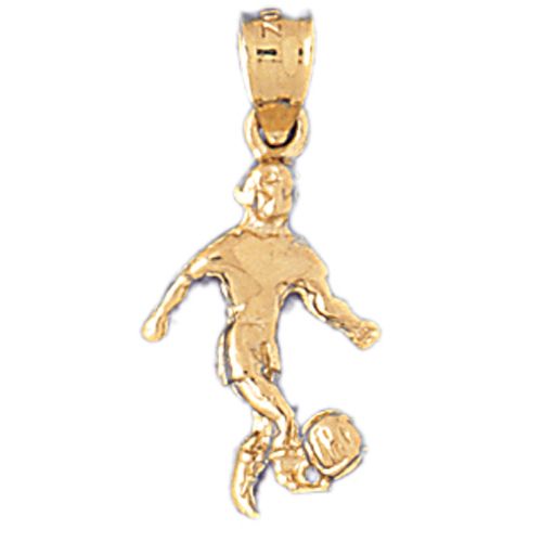 Soccer Player Charm Pendant 14k Gold