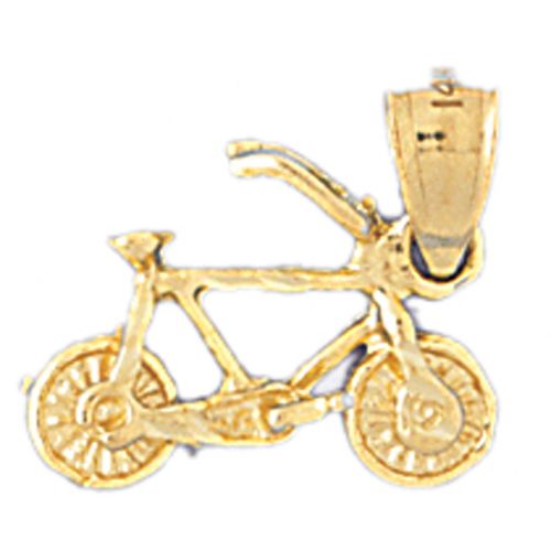 3D Bicycle Charm Pendant 14k Gold