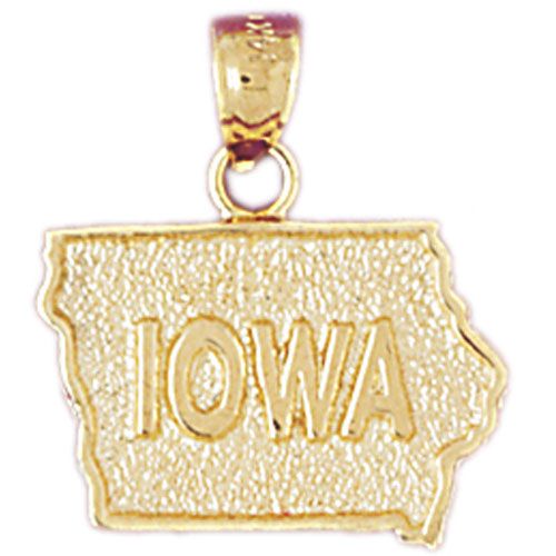 Iowa State Charm Pendant 14k Gold