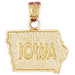 Iowa State Charm Pendant 14k Gold