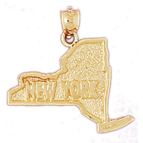 New York State Charm Pendant 14k Gold
