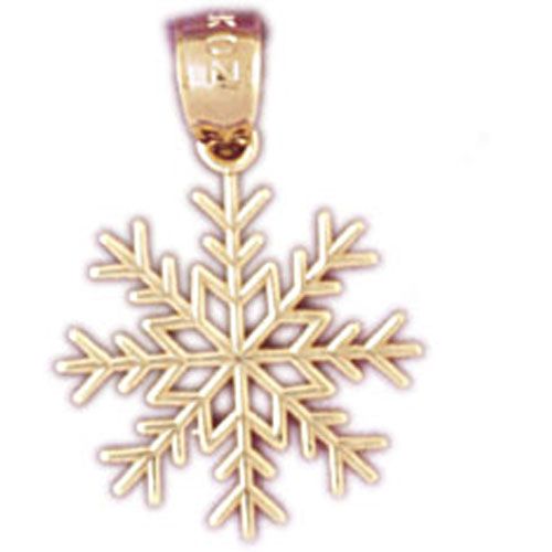 Christmas Snowflake Charm Pendant 14k Gold