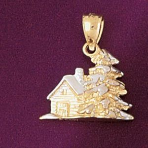 3D Christmas Tree Charm Pendant 14k Gold