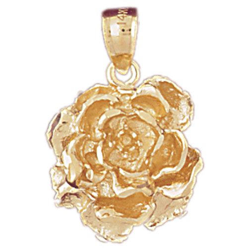 Flower Rose Charm Pendant 14k Gold