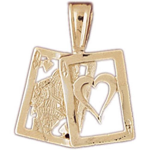 Queen And Ace Of Heart Charm Pendant 14k Gold