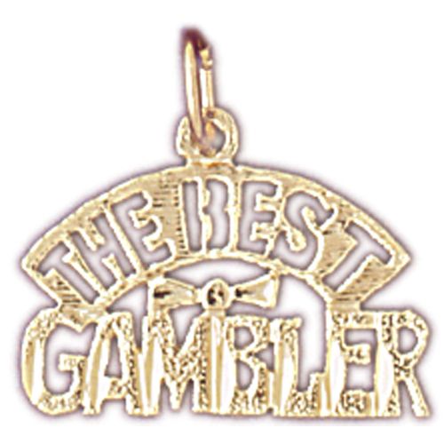 The Best Gambler Charm Pendant 14k Gold