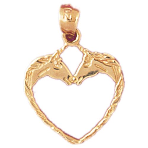 Horse Heart Charm Pendant 14k Gold