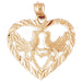 Lovebirds In Heart Charm Pendant 14k Gold